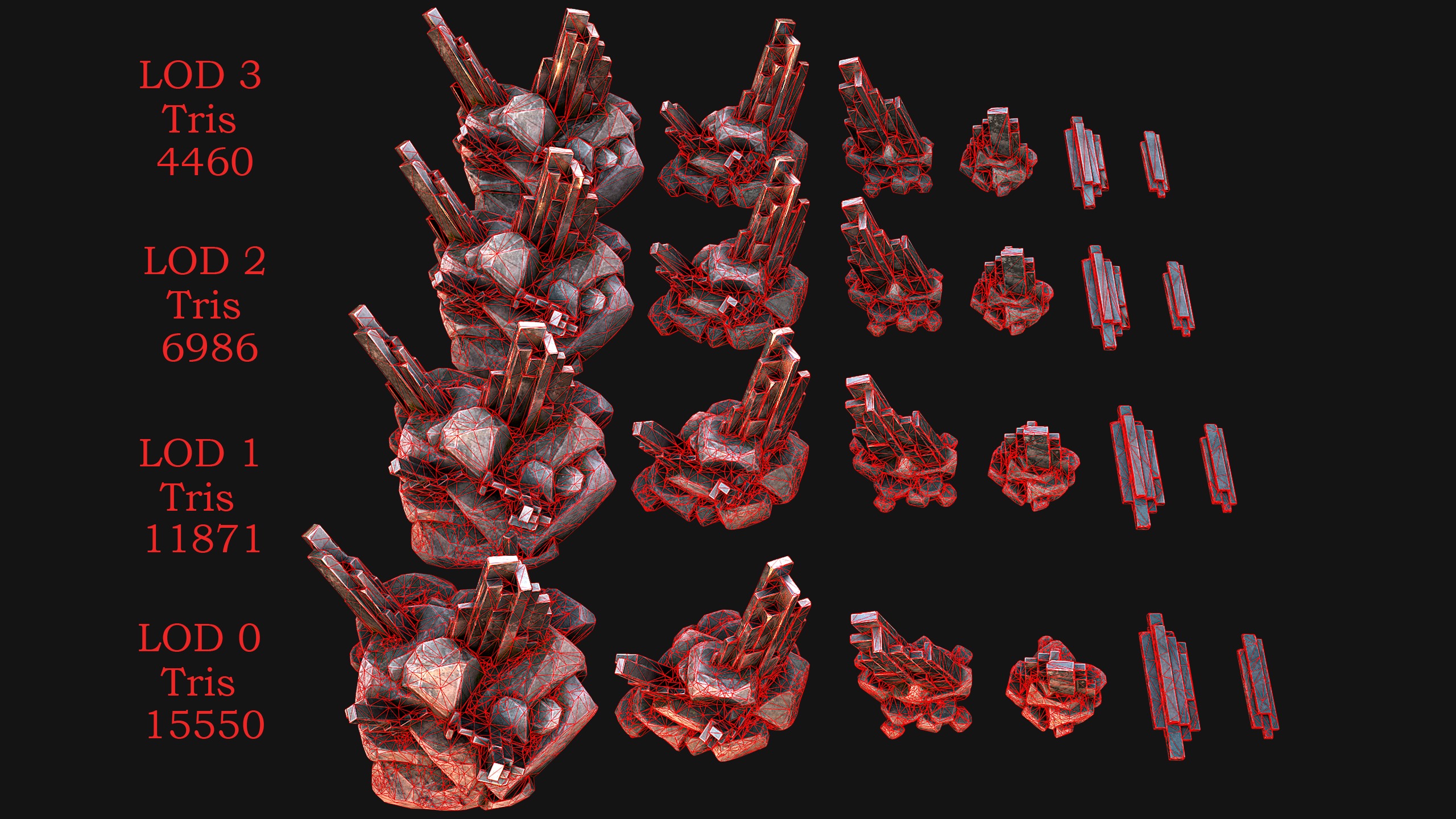 Ore Iron Gems Metal Crystals Minerals Industrial Resources Set Low-poly 3D model_29
