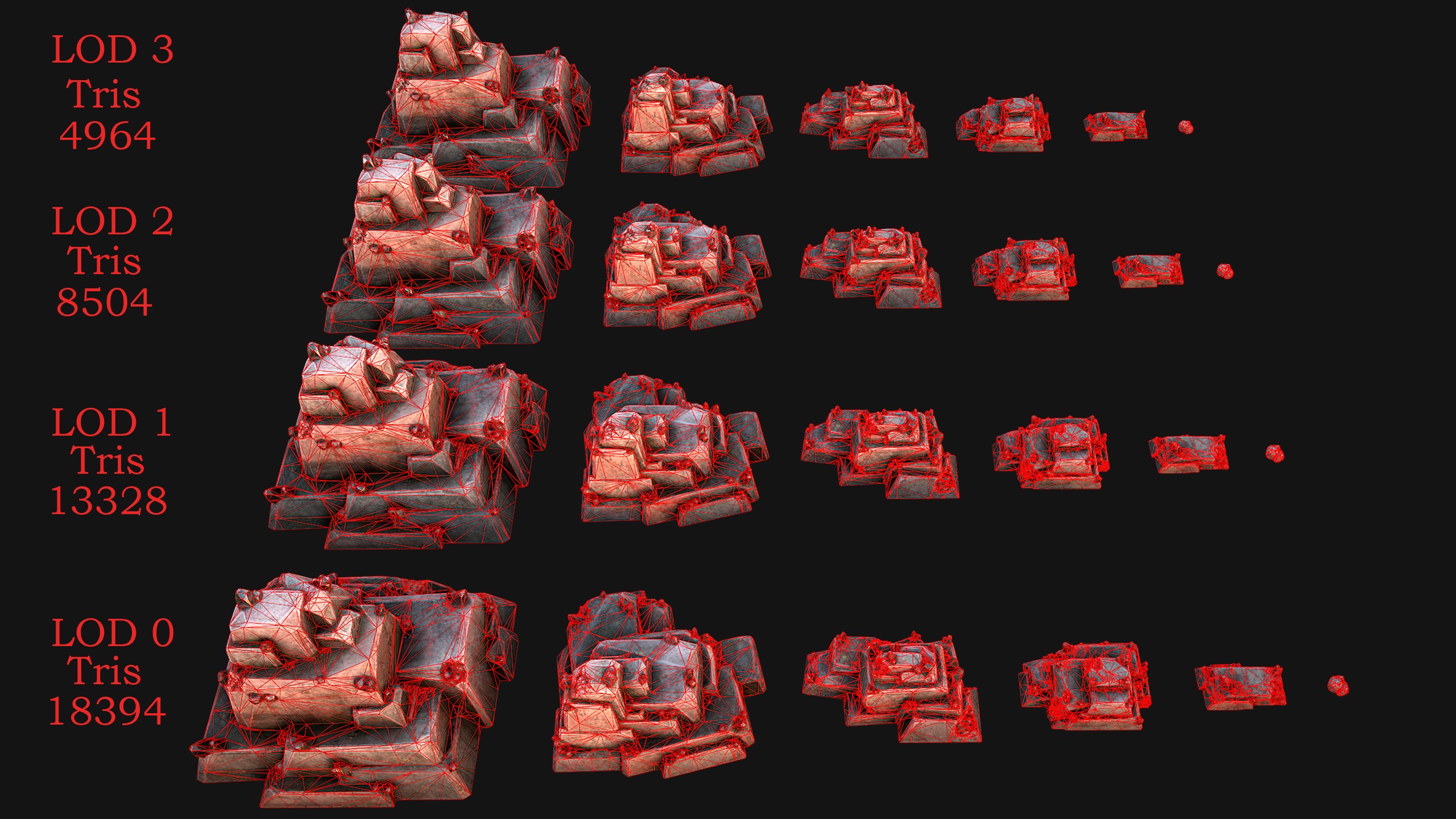 Ore Iron Gems Metal Crystals Minerals Industrial Resources Set Low-poly 3D model_30