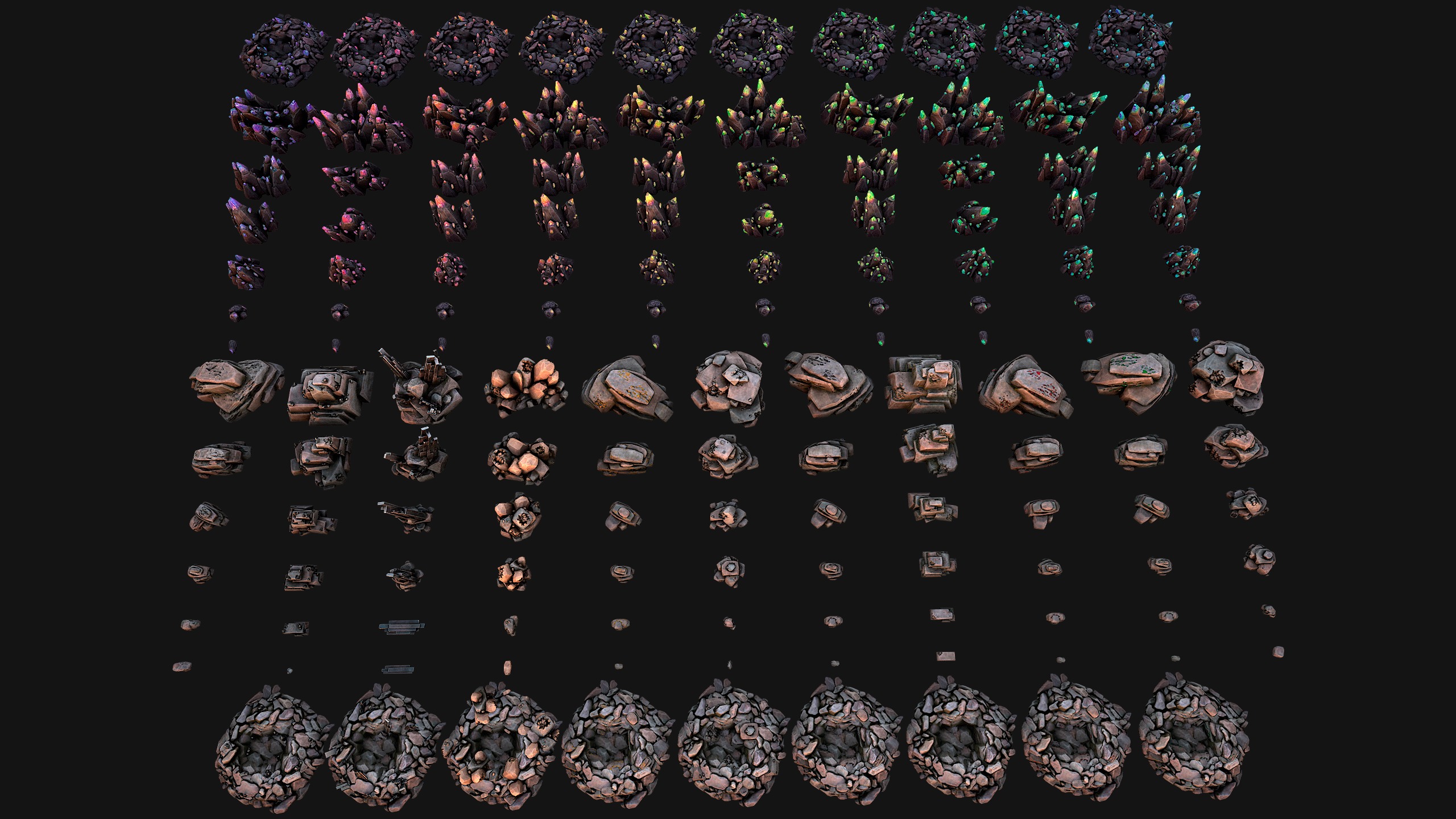 Ore Iron Gems Metal Crystals Minerals Industrial Resources Set Low-poly 3D model_2