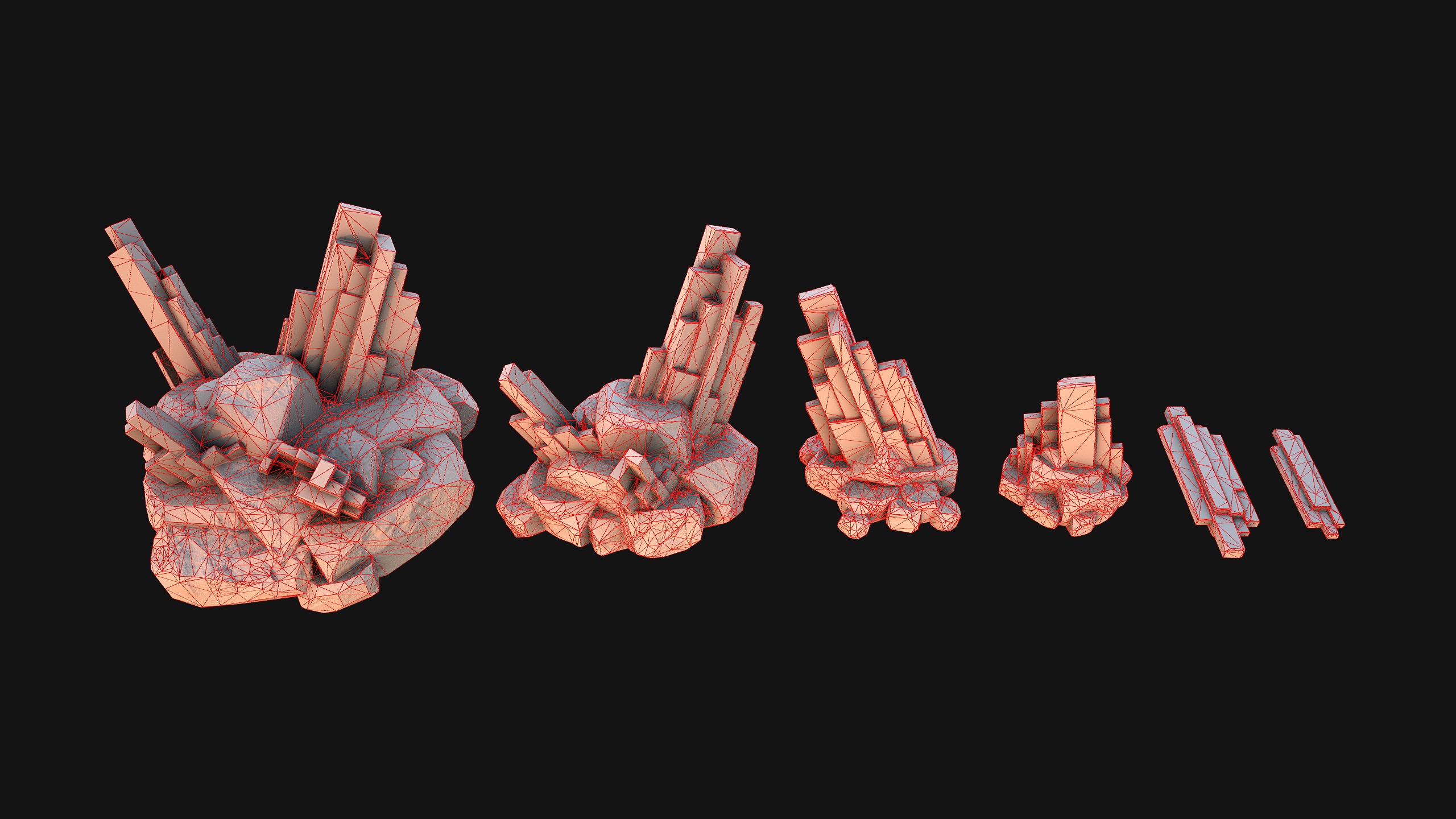 Ore Iron Gems Metal Crystals Minerals Industrial Resources Set Low-poly 3D model_74