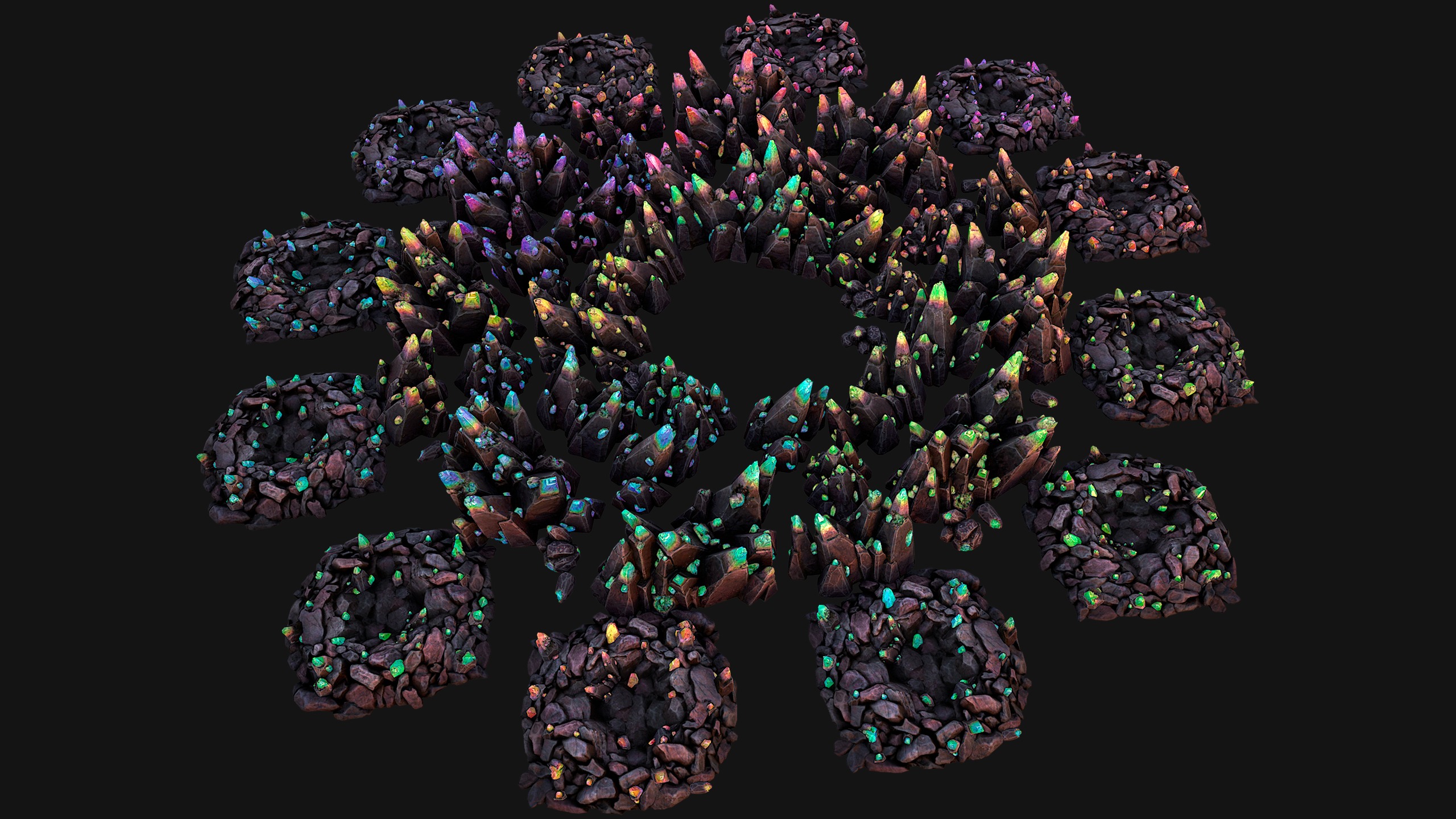 Ore Iron Gems Metal Crystals Minerals Industrial Resources Set Low-poly 3D model_64