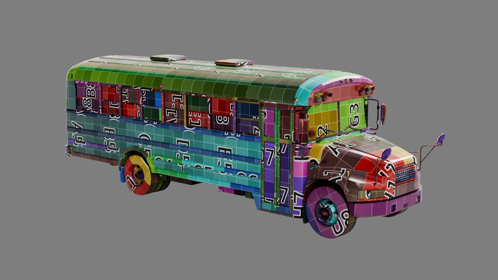 Low Poly School Bus with 4K Textures Low-poly 3D model_1