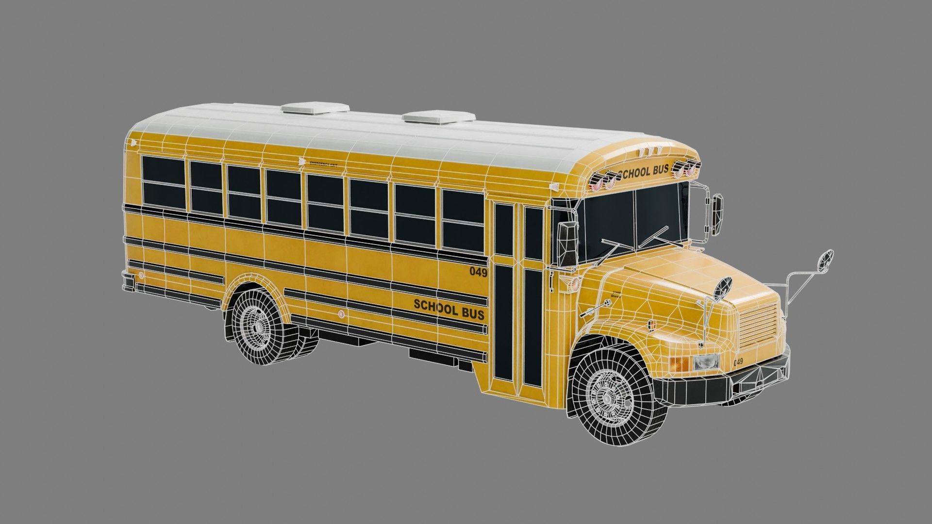 Low Poly School Bus with 4K Textures Low-poly 3D model_2
