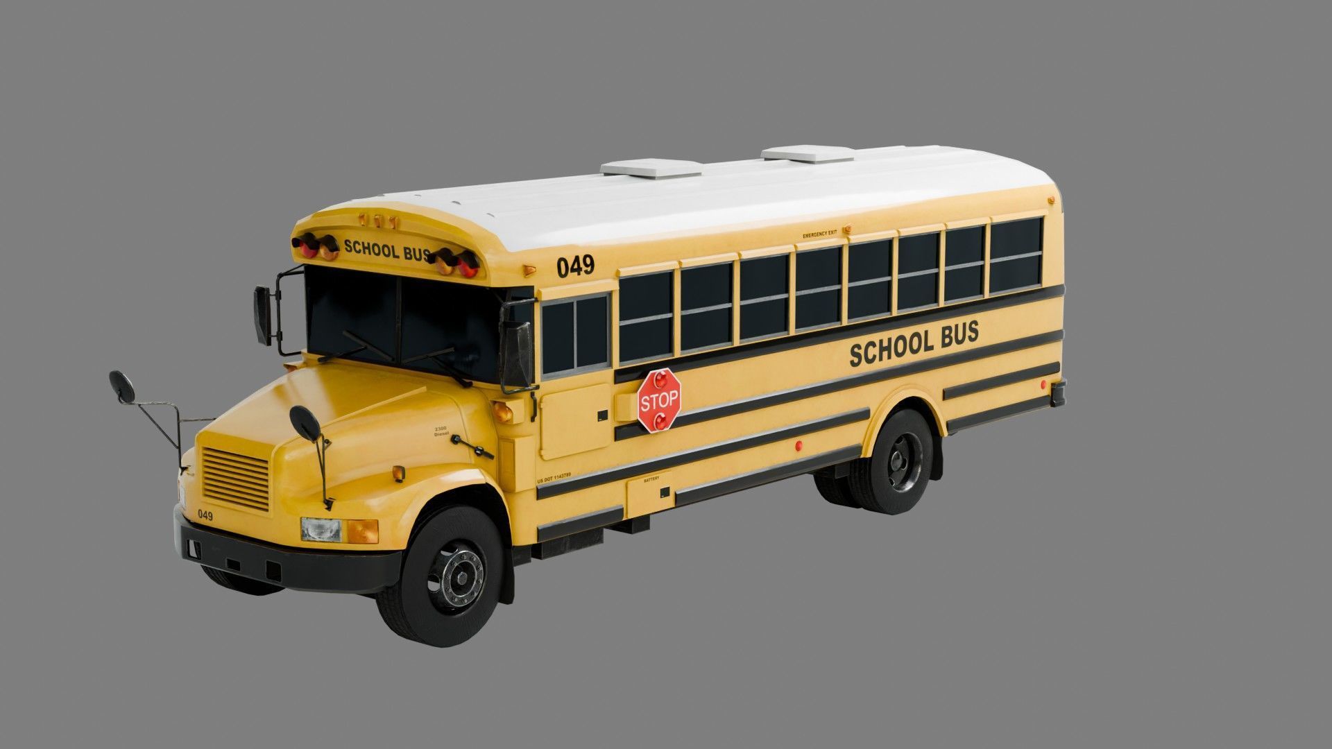 Low Poly School Bus with 4K Textures Low-poly 3D model_5