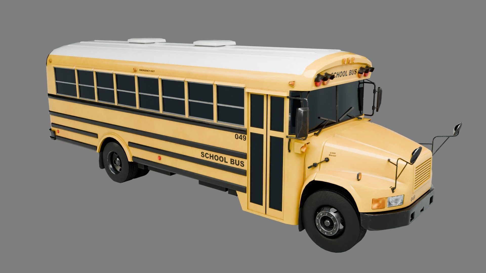 Low Poly School Bus with 4K Textures Low-poly 3D model_8