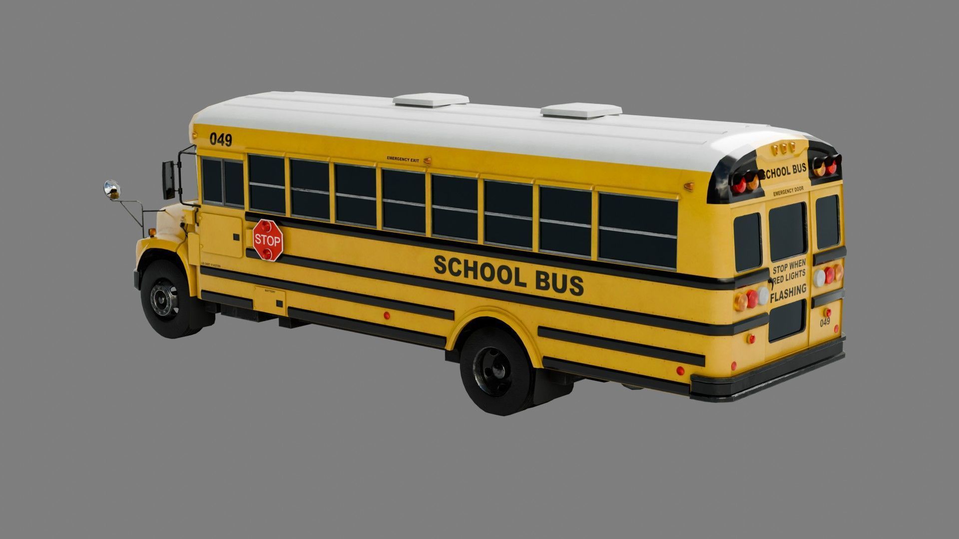 Low Poly School Bus with 4K Textures Low-poly 3D model_4