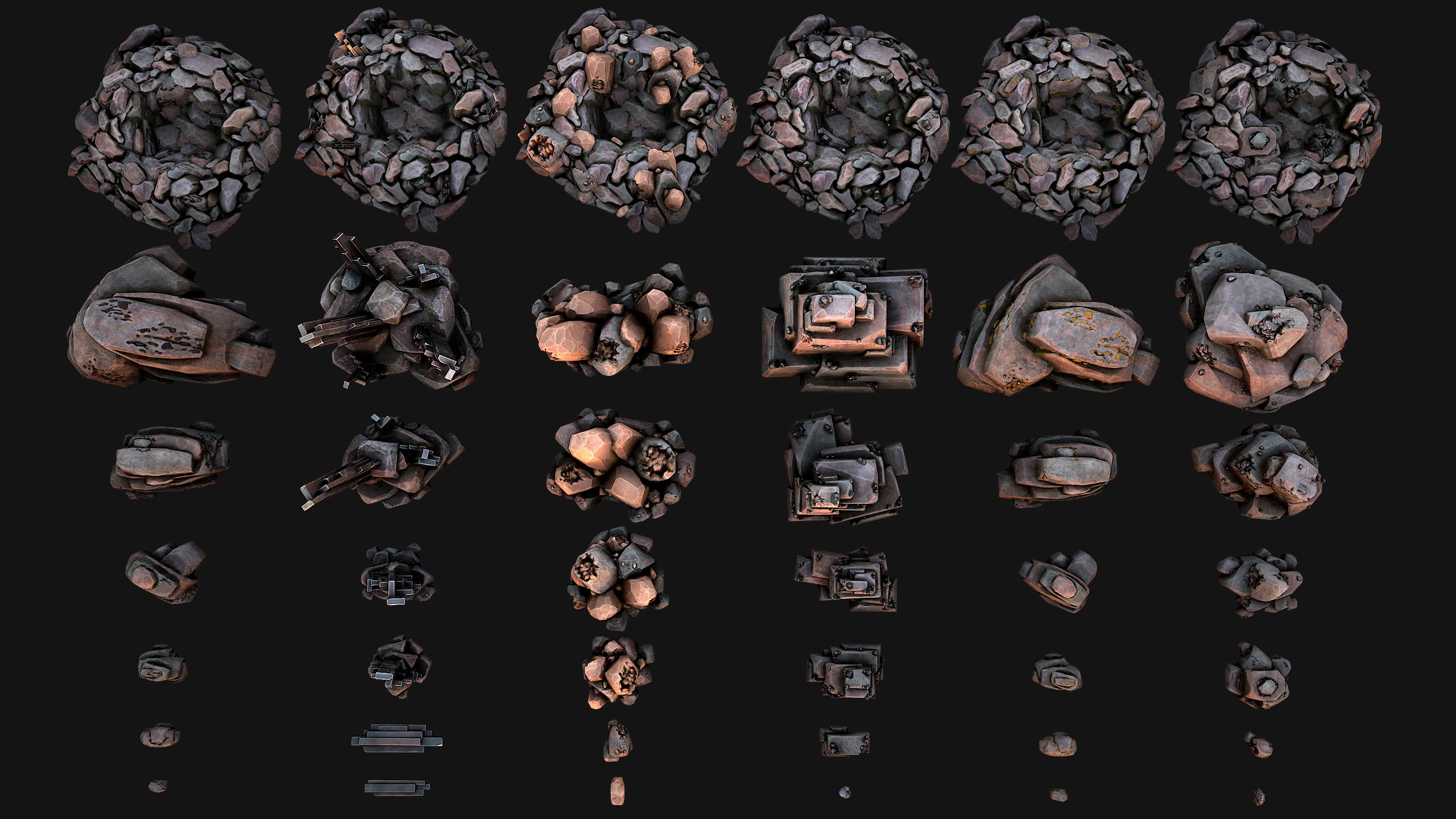 Ore Minerals Gold Iron Copper Coal Resource Pack for Mine Cave 3D Model Collection_10