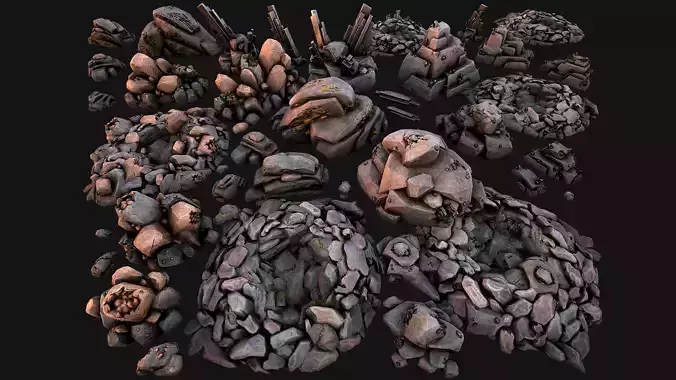 Ore Minerals Gold Iron Copper Coal Resource Pack for Mine Cave 3D Model Collection