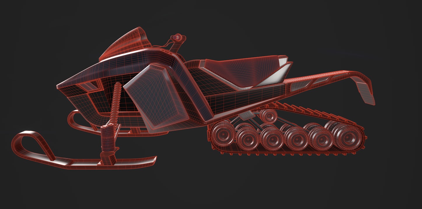 9 Wheel Snowmobile 3D model_2