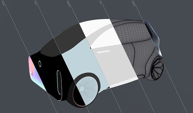 Hatchback Electric Car 3D model 4