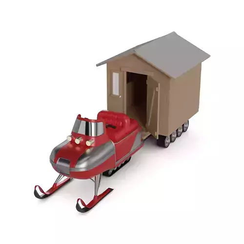 Snowmobile Fishing Shack