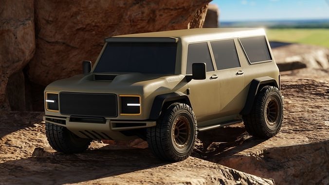 Off-Road car Low-poly 3D model 2