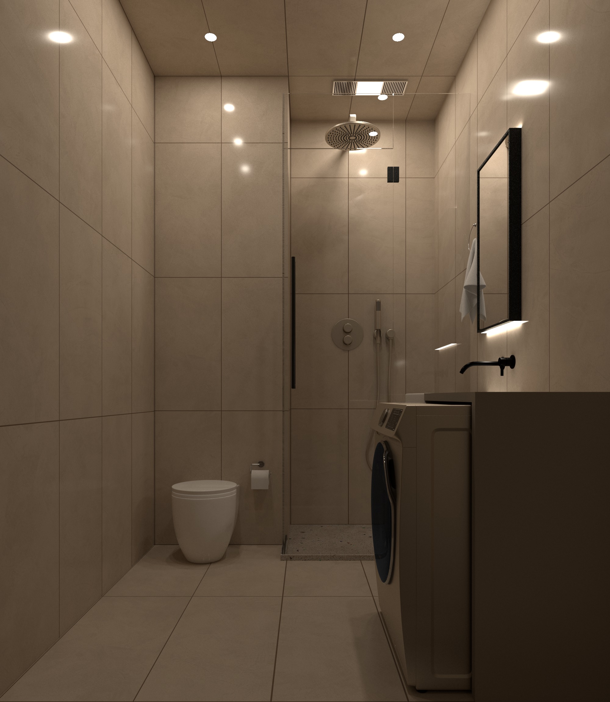 Living Room with Bedroom and Bathroom Interior 3D model_2