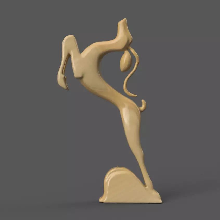Elegant Minimalist Jumping Deer Sculpture 3D print model_0