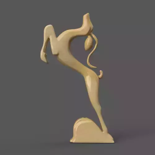 Elegant Minimalist Jumping Deer Sculpture 3D print model