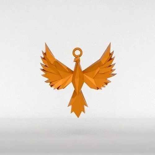 Minimal Phoenix Bird pendant 3D print model