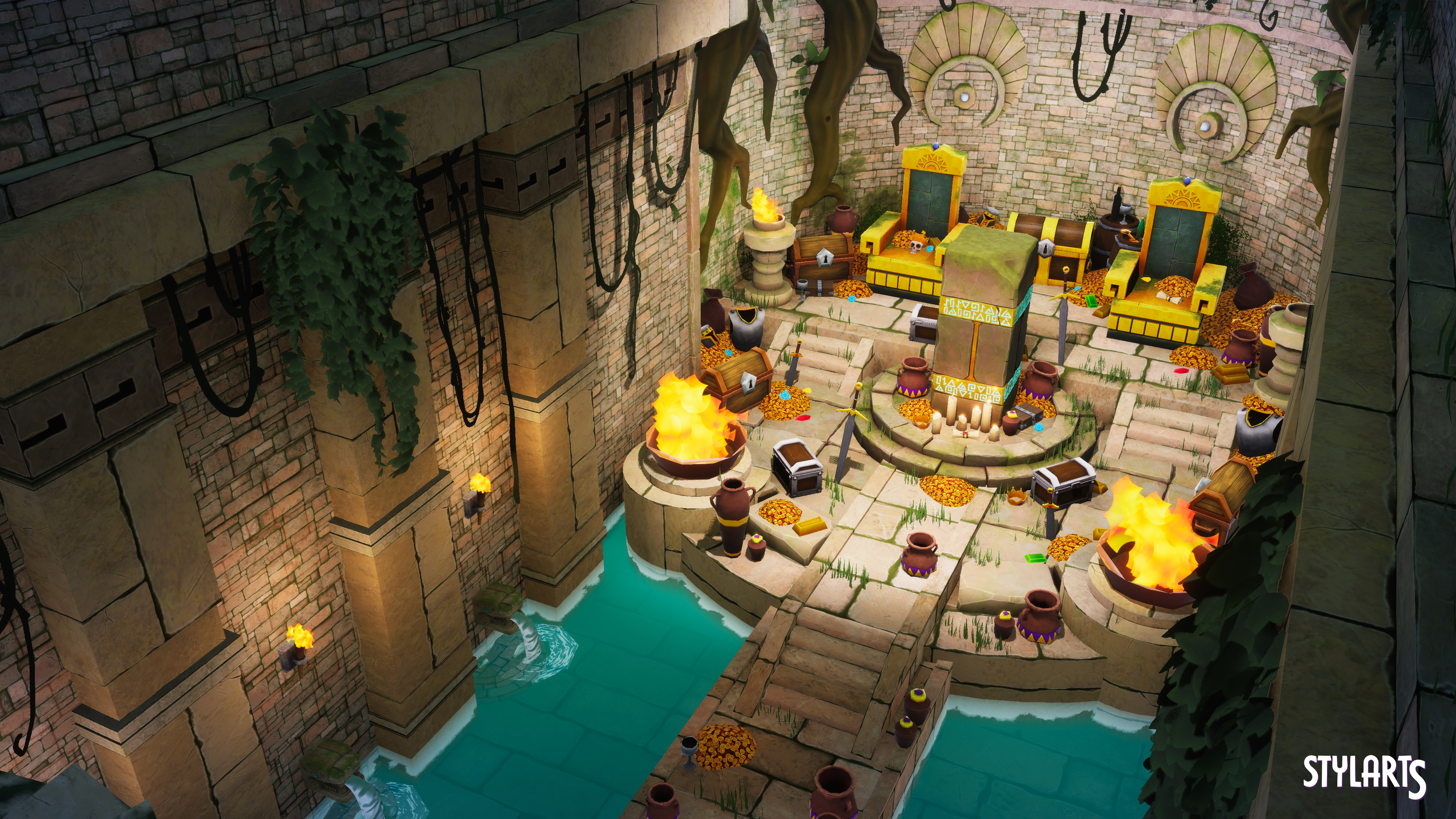 Stylized Ancient Ruins Environment Low-poly 3D model_5