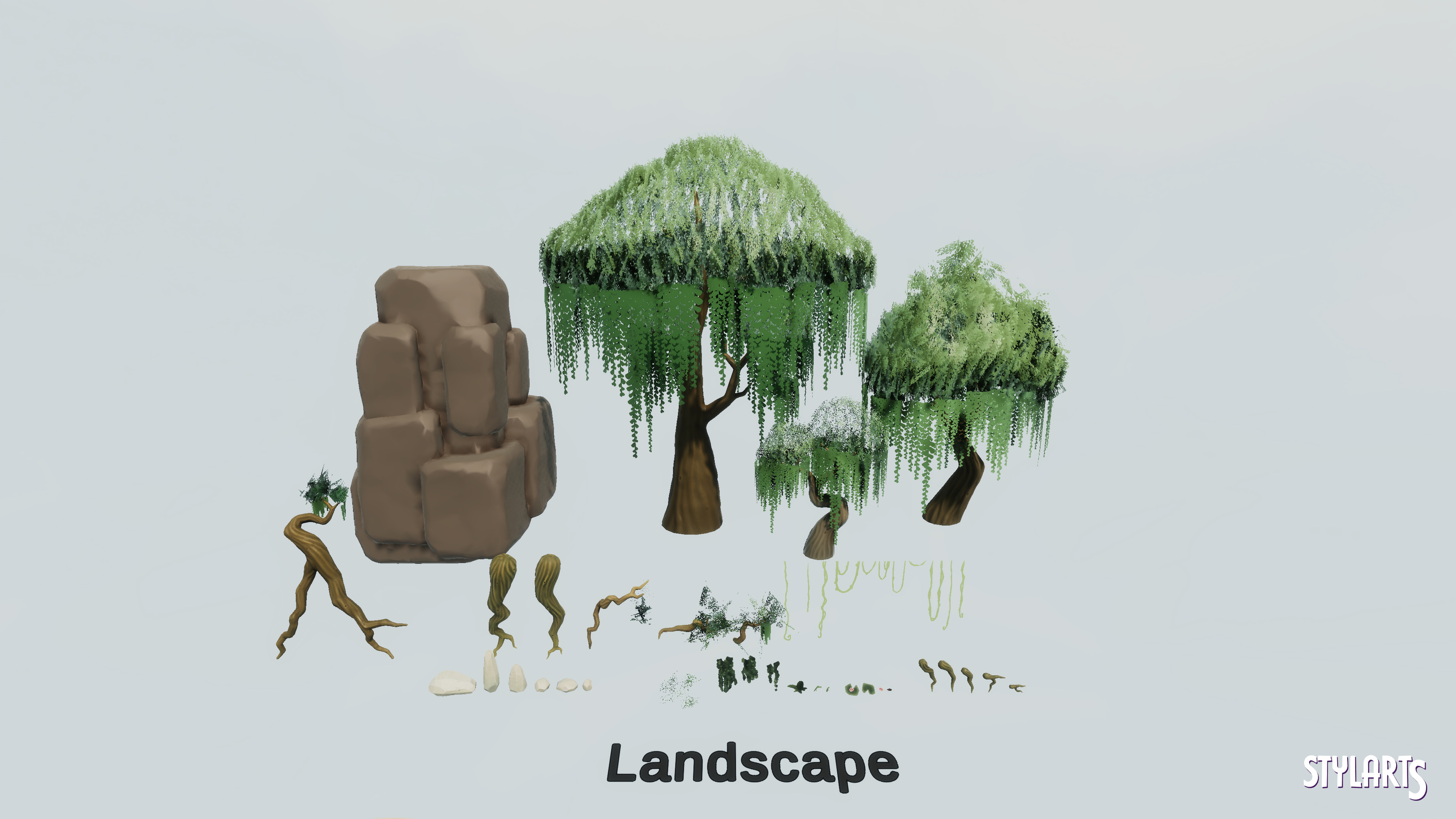 Stylized Ancient Ruins Environment Low-poly 3D model_22