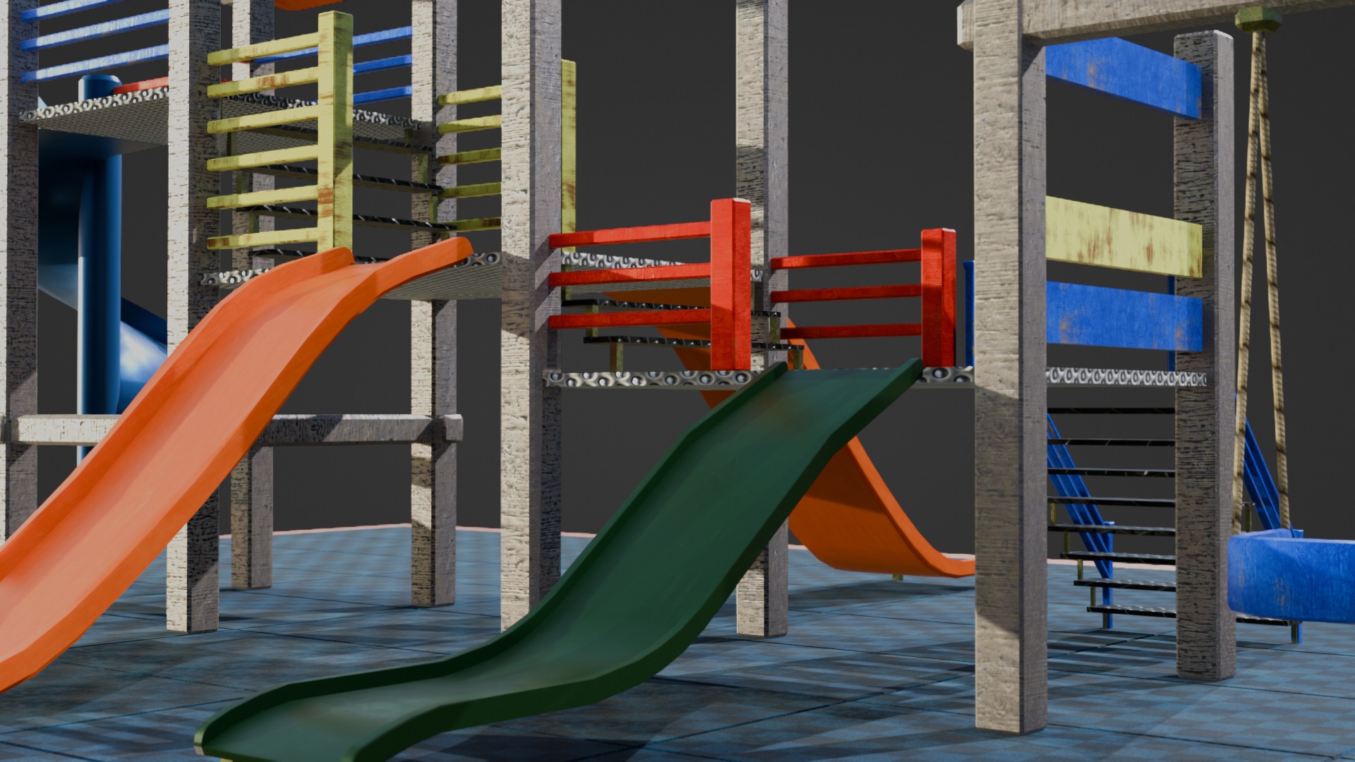 children playground Low-poly 3D model_3