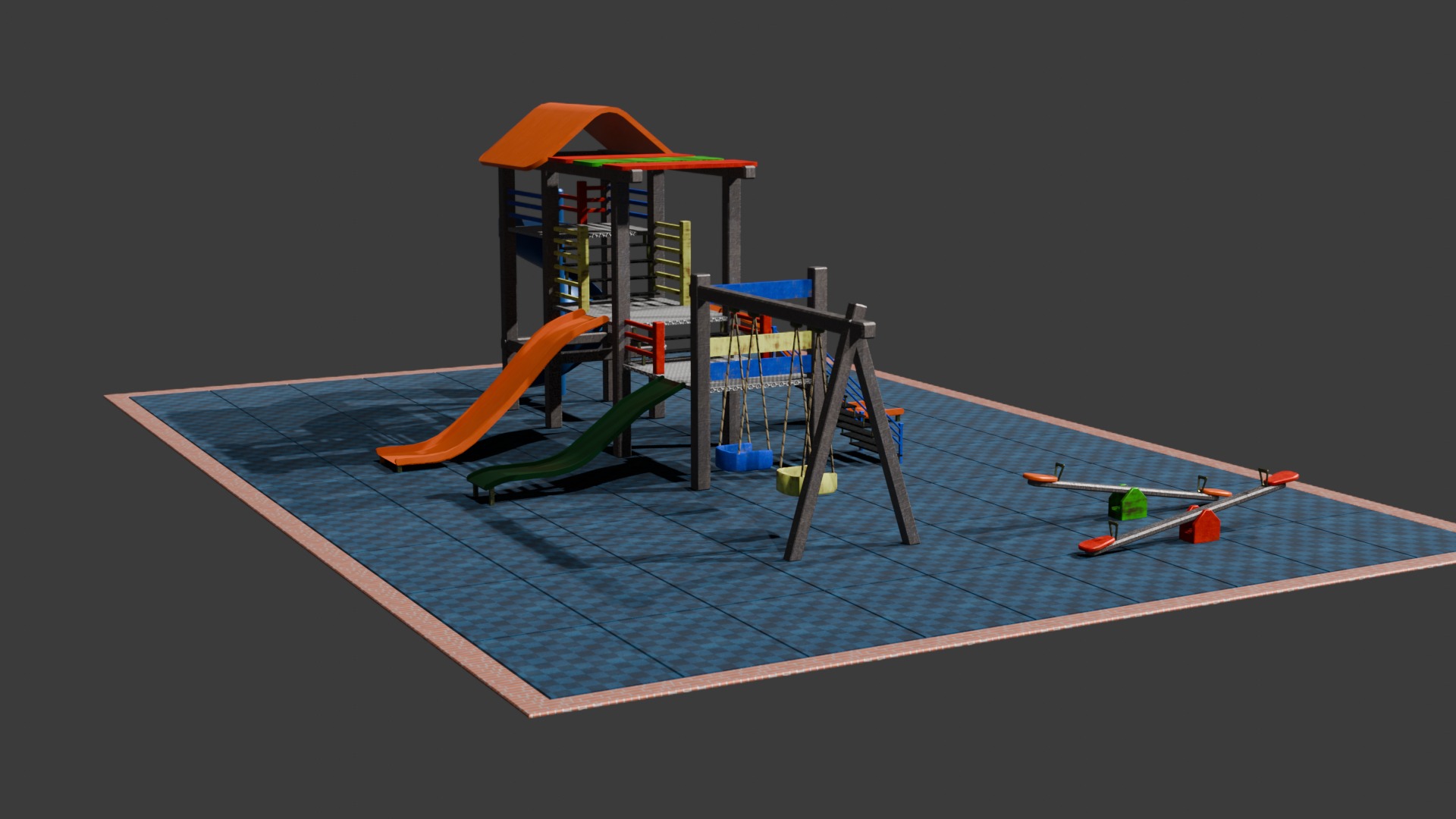 children playground Low-poly 3D model_6