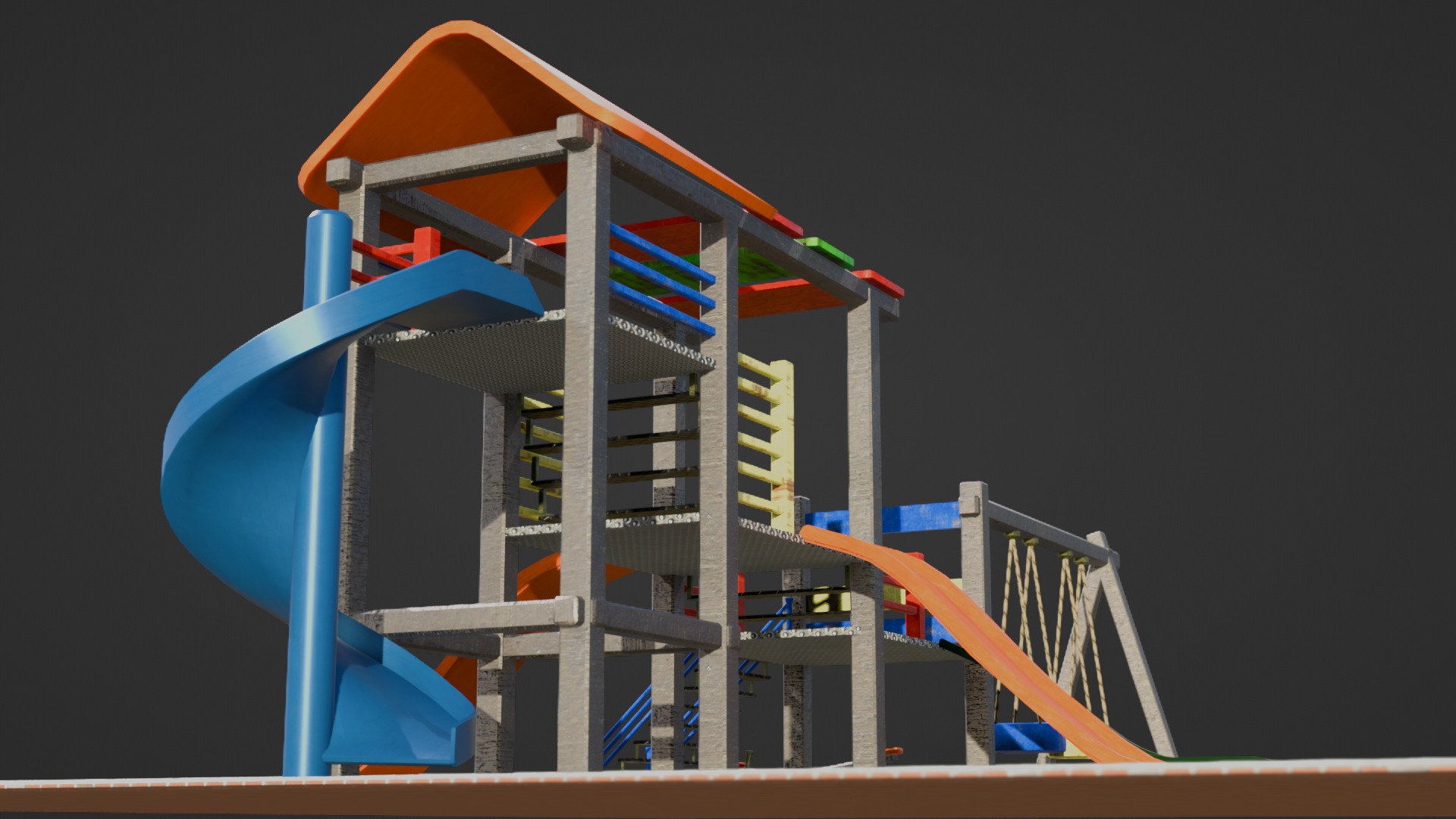 children playground Low-poly 3D model_1