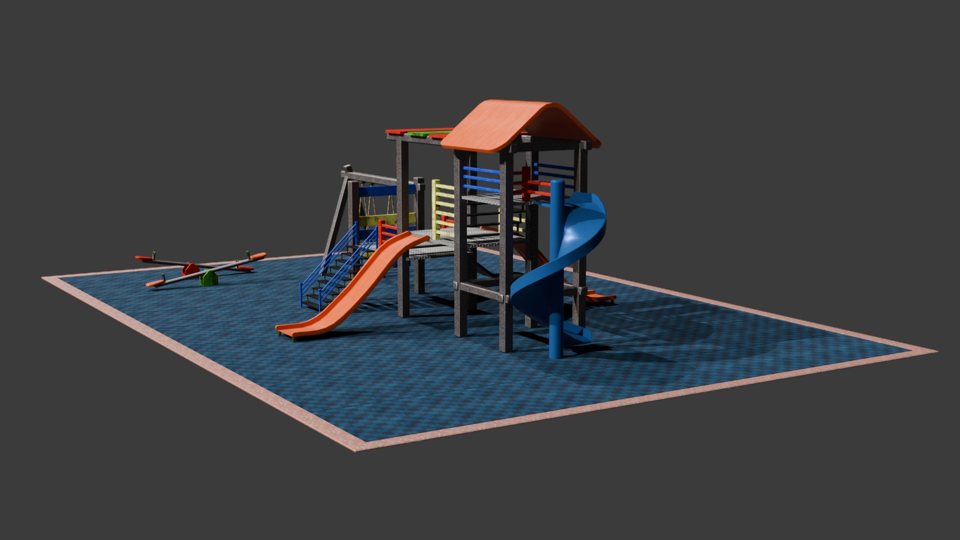 children playground Low-poly 3D model_5