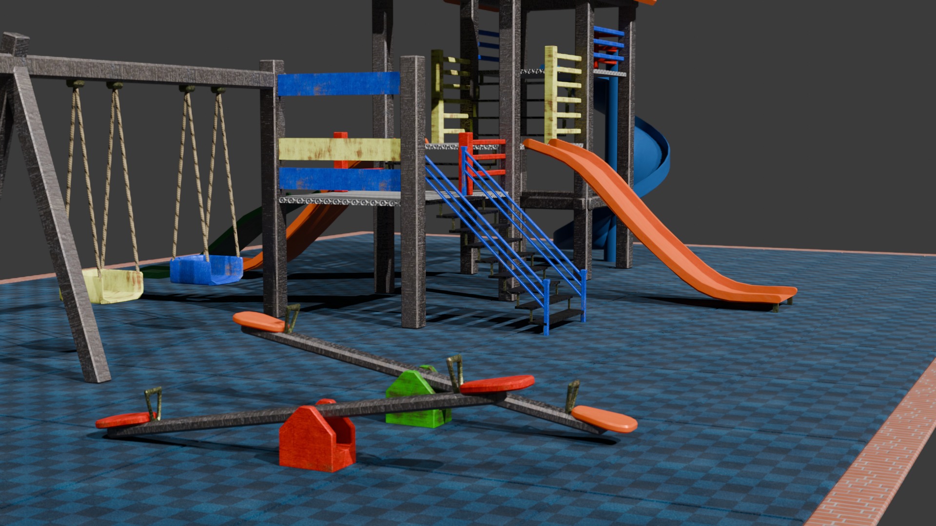 children playground Low-poly 3D model_9