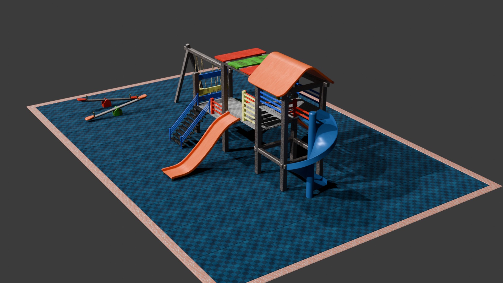 children playground Low-poly 3D model_8