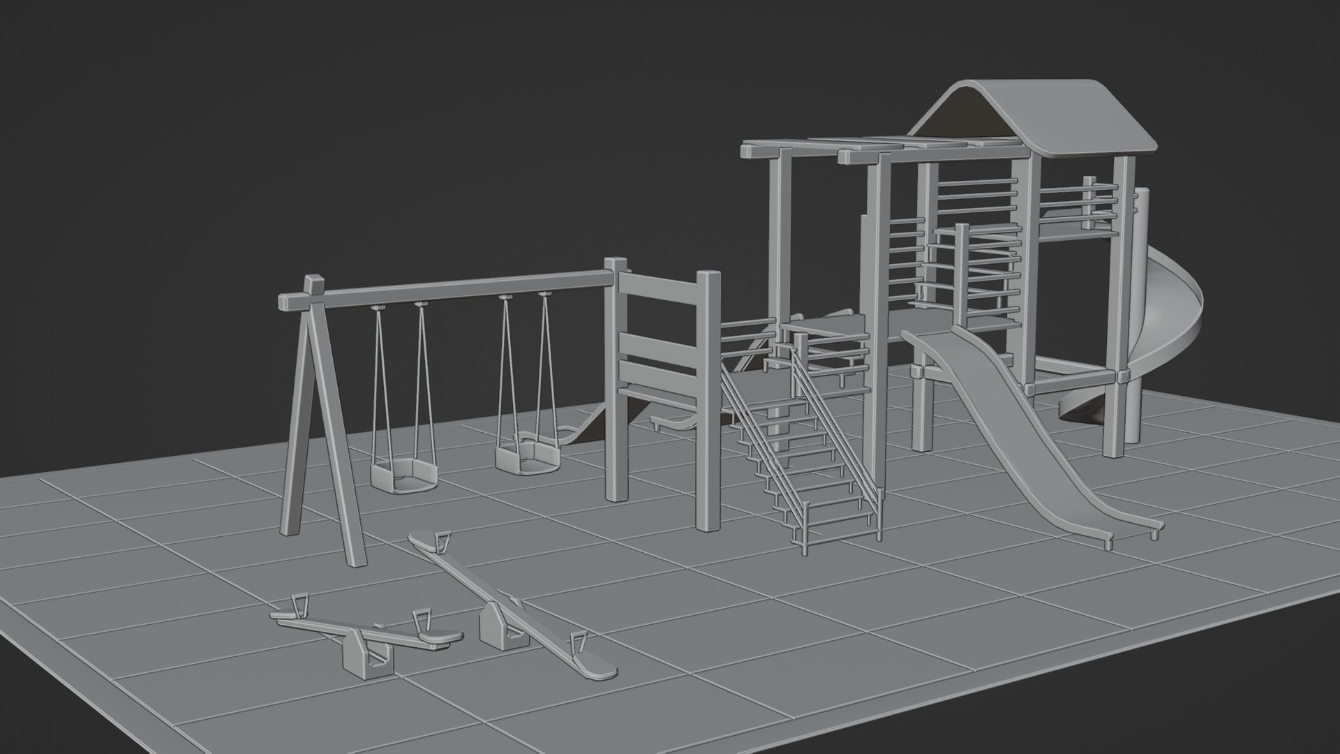 children playground Low-poly 3D model_16