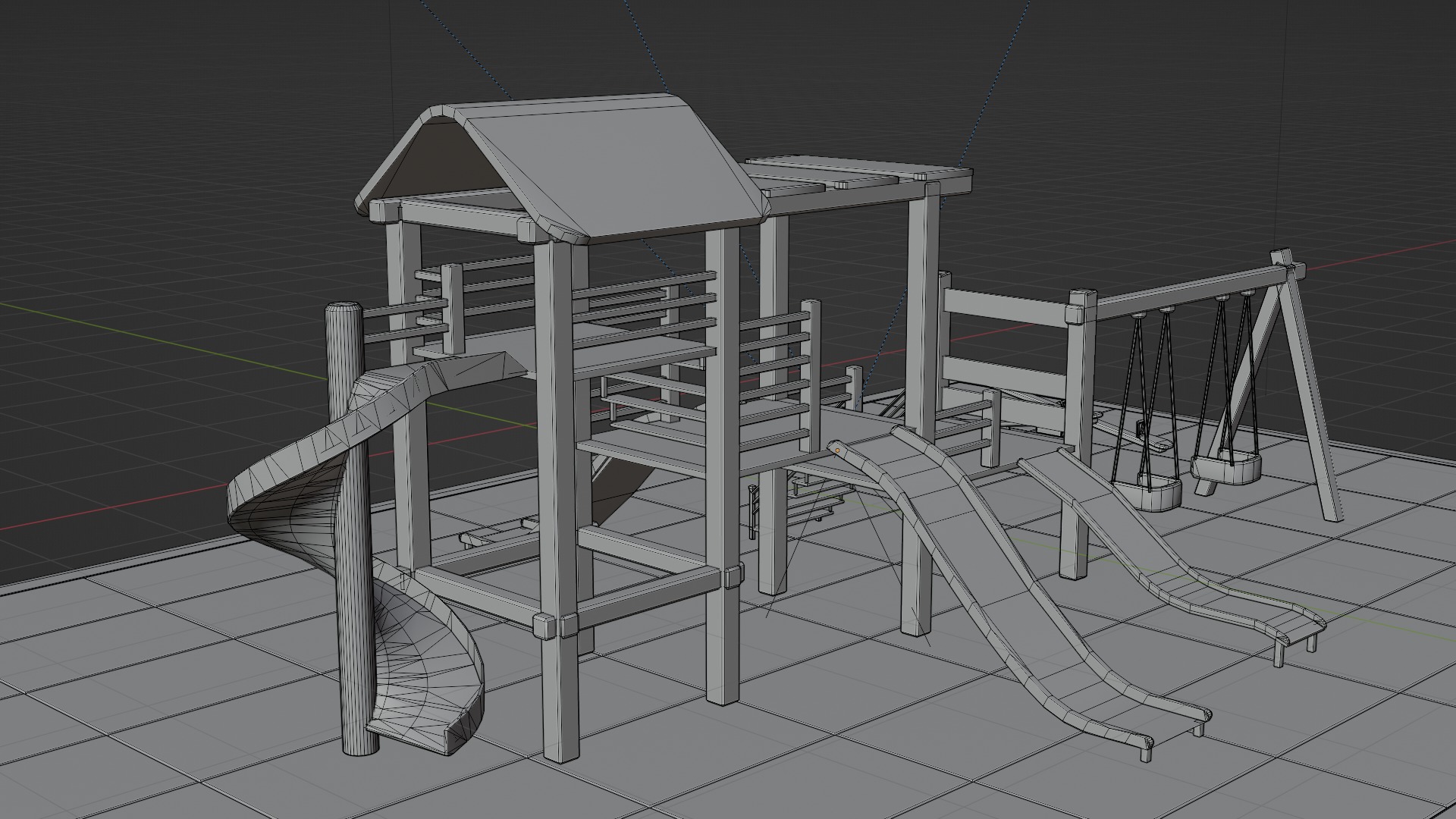 children playground Low-poly 3D model_14