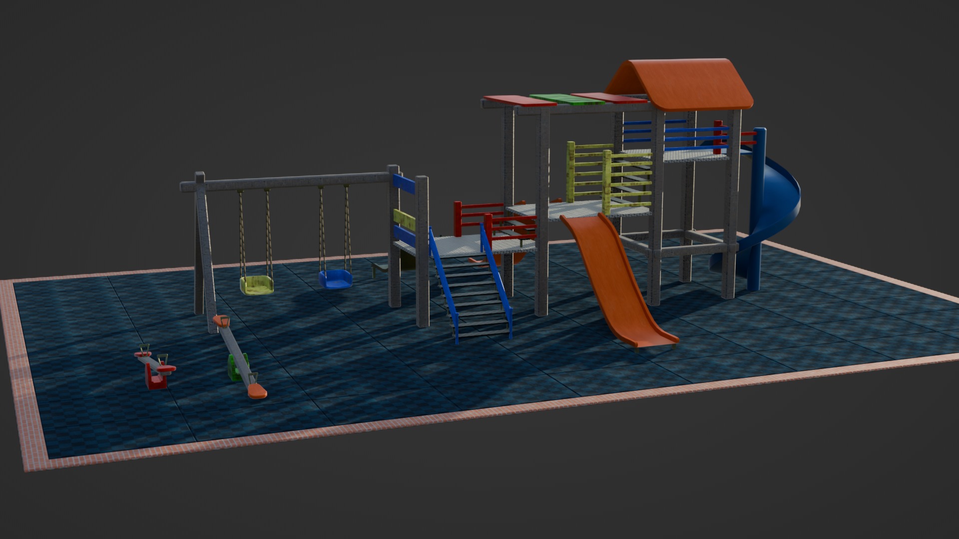 children playground Low-poly 3D model_2