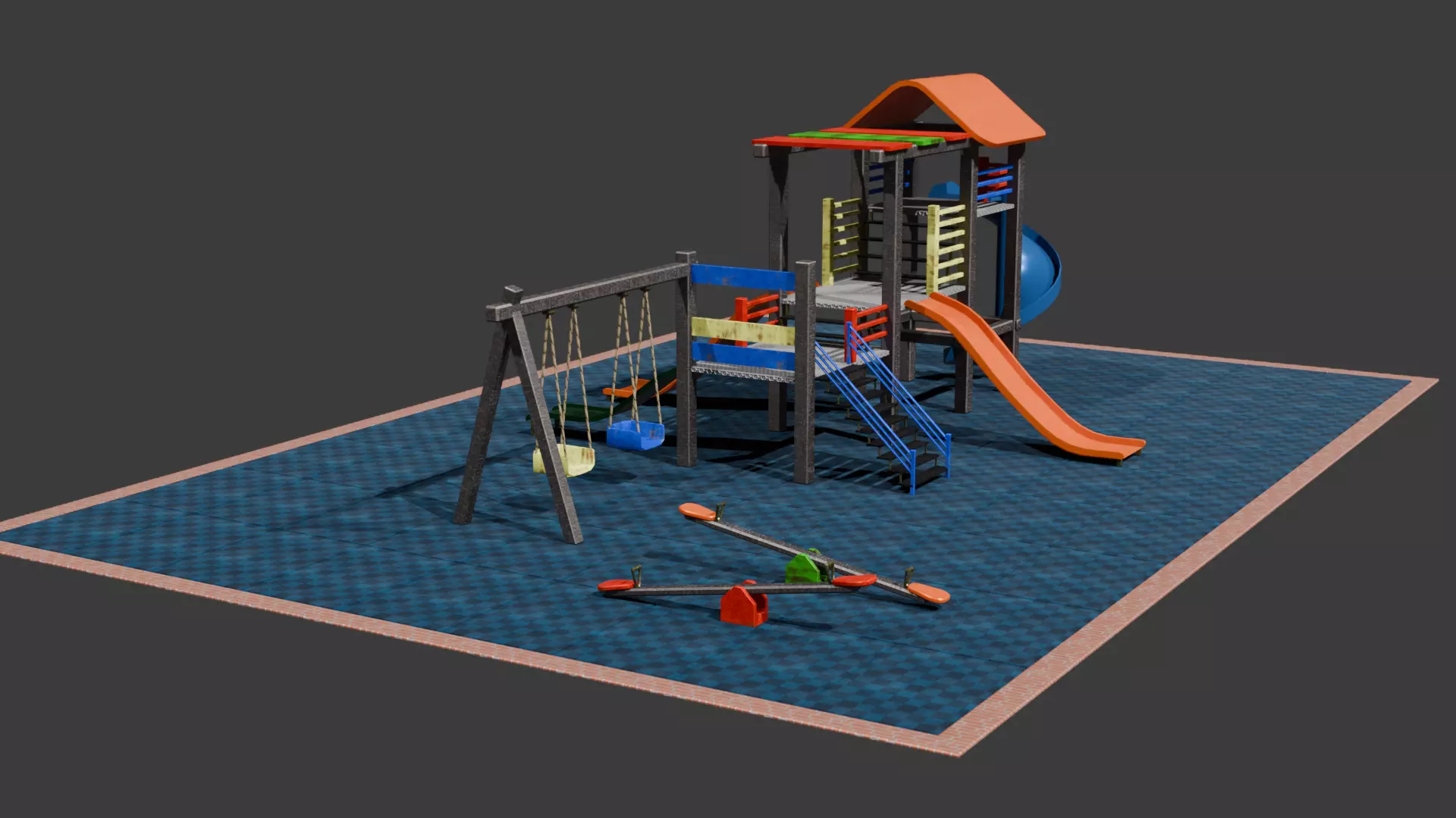 children playground Low-poly 3D model_0