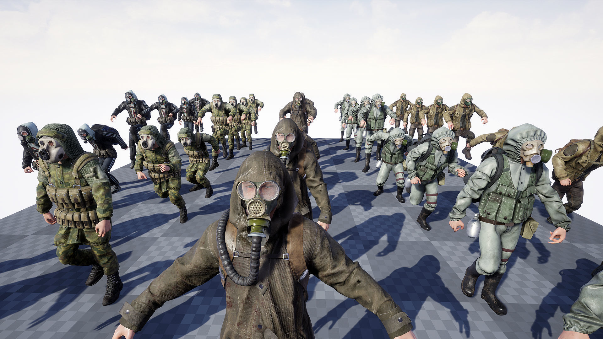 Post apocalyptic survivors MEGA pack 5 game ready characters Low-poly 3D model_17