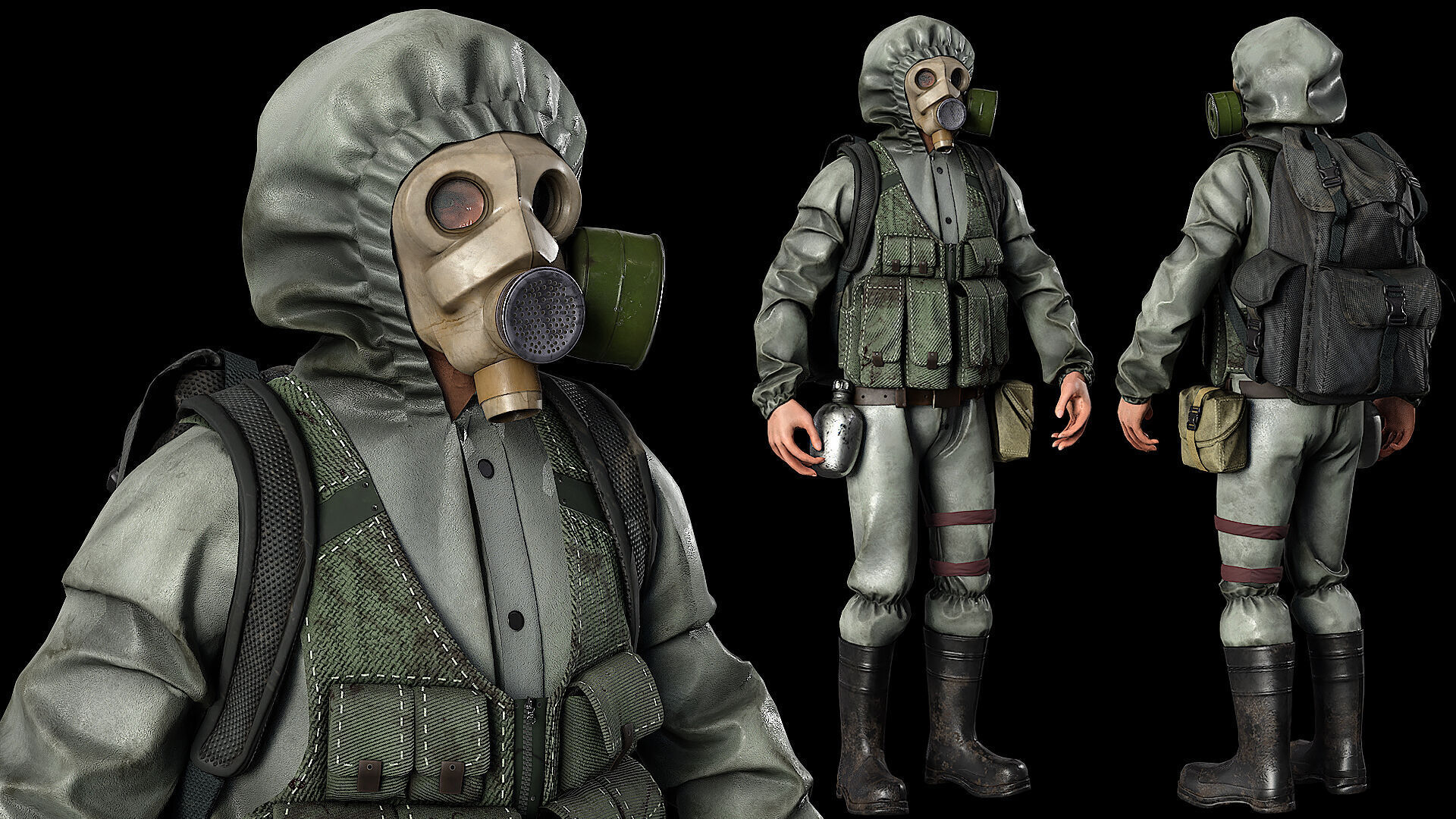 Post apocalyptic survivors MEGA pack 5 game ready characters Low-poly 3D model_10