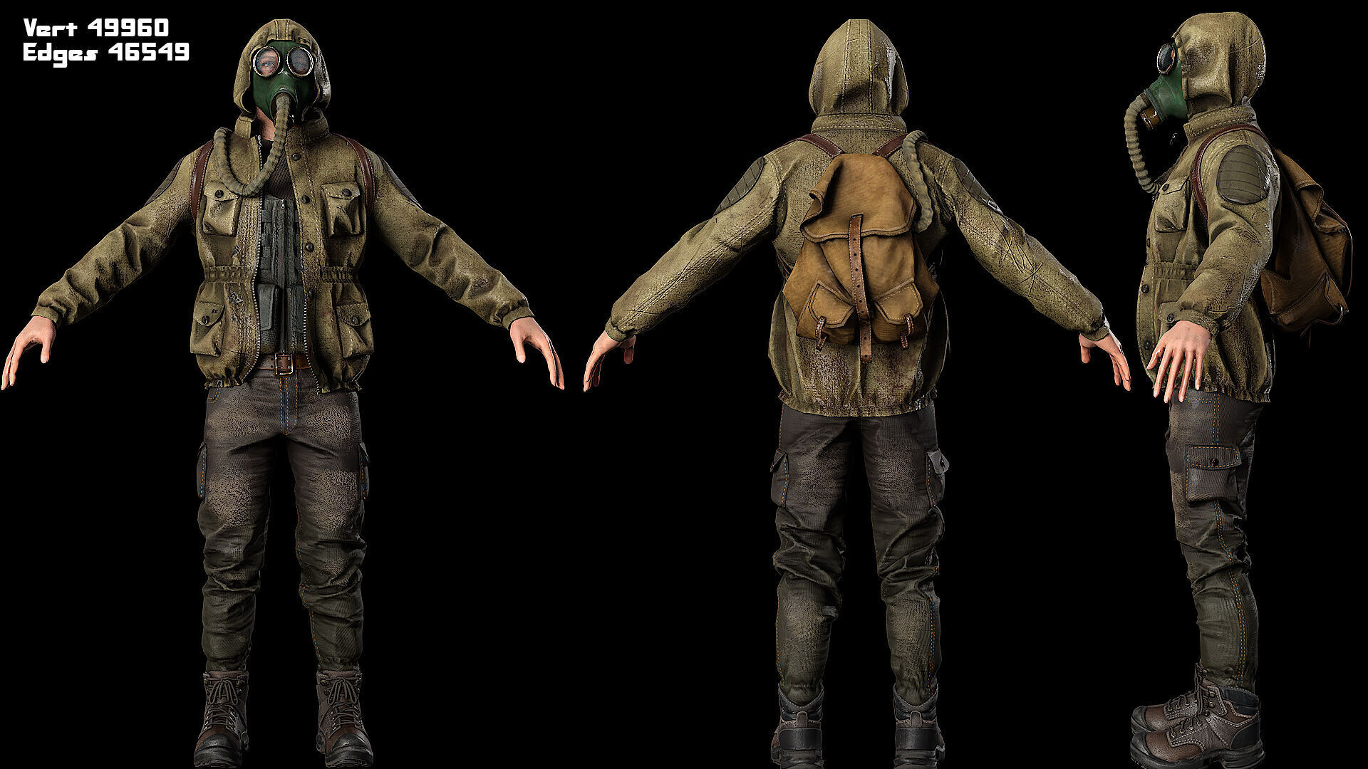 Post apocalyptic survivors MEGA pack 5 game ready characters Low-poly 3D model_5