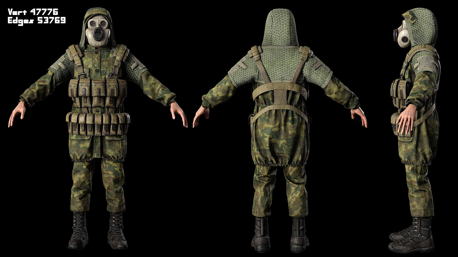 Post apocalyptic survivors MEGA pack 5 game ready characters Low-poly 3D model_7