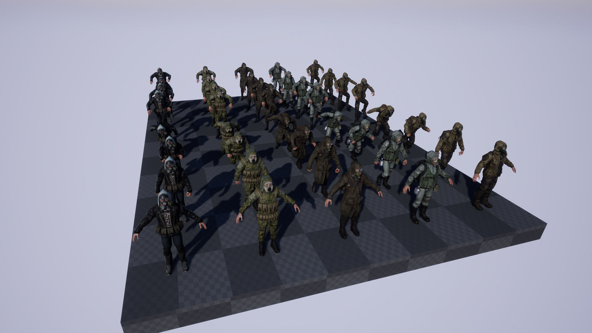 Post apocalyptic survivors MEGA pack 5 game ready characters Low-poly 3D model_16