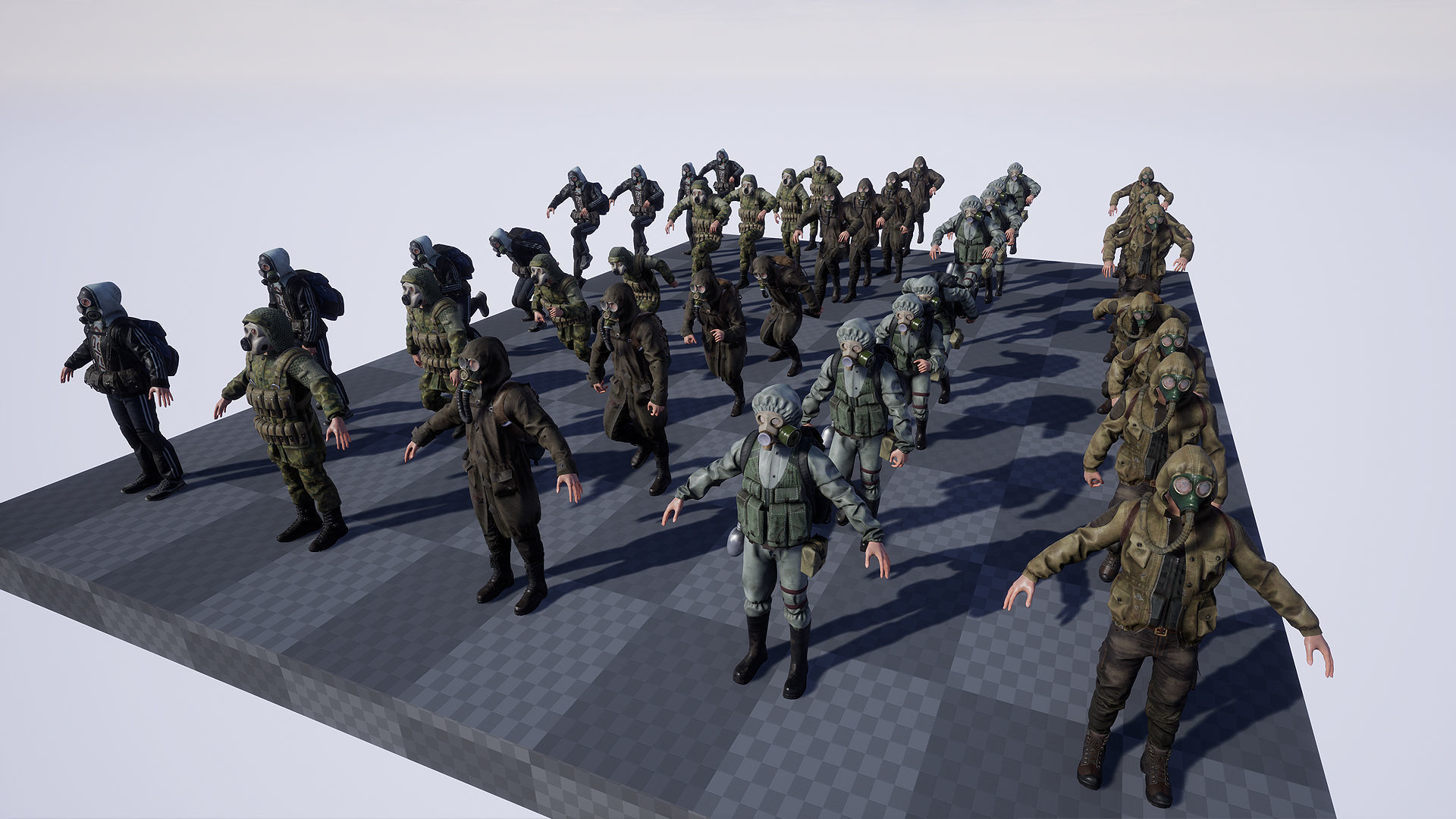 Post apocalyptic survivors MEGA pack 5 game ready characters Low-poly 3D model_14