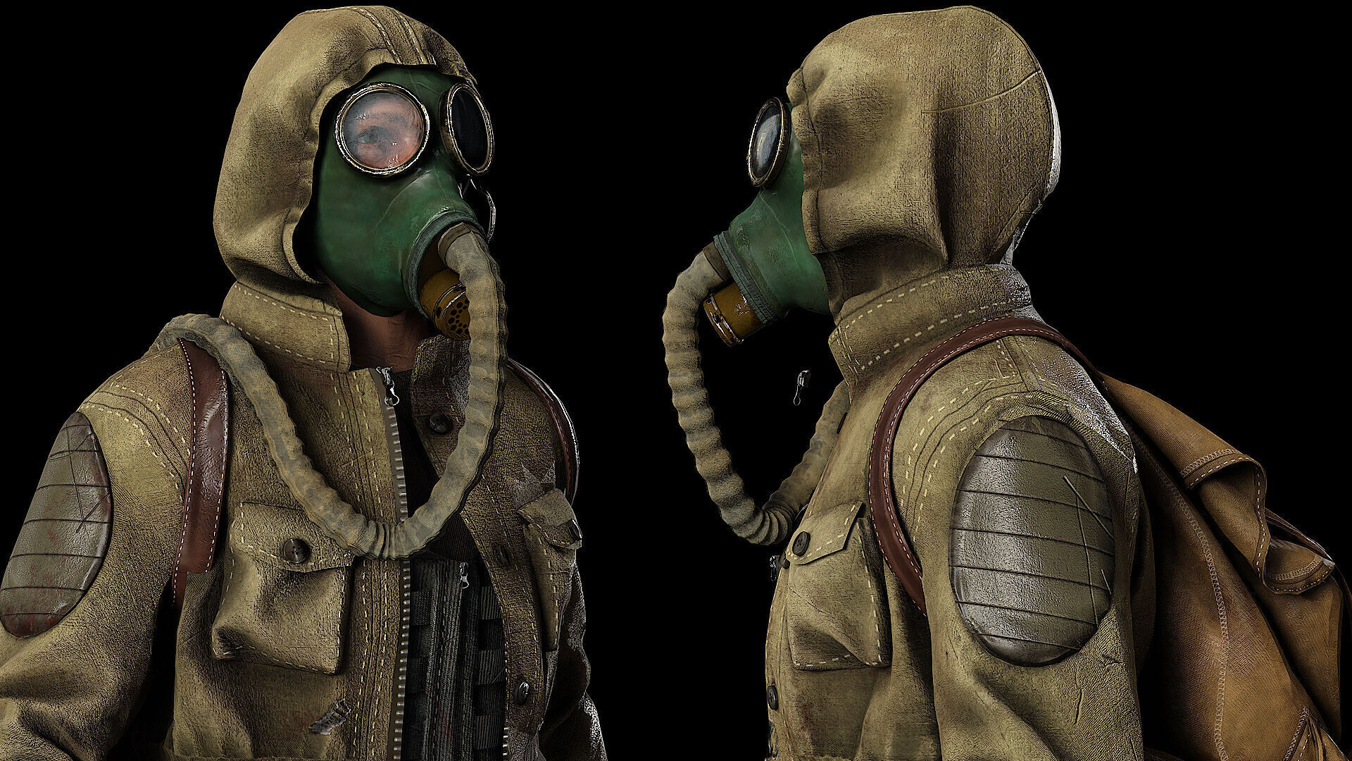 Post apocalyptic survivors MEGA pack 5 game ready characters Low-poly 3D model_4