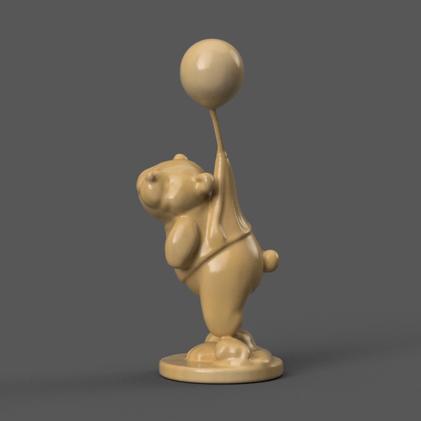 playful bear sculpture decor 3D print model_2