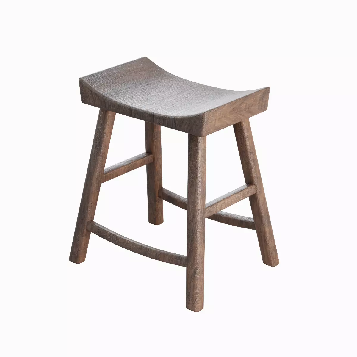 Old Wooden Chair 01  Low-poly 3D model_0