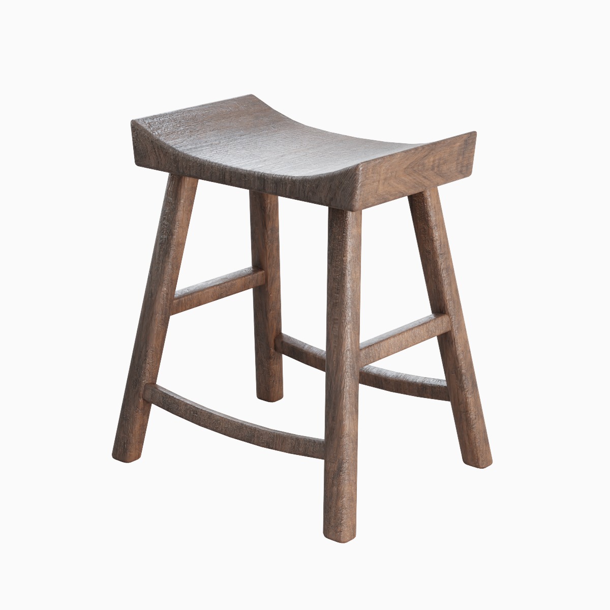 Old Wooden Chair 01  Low-poly 3D model_3