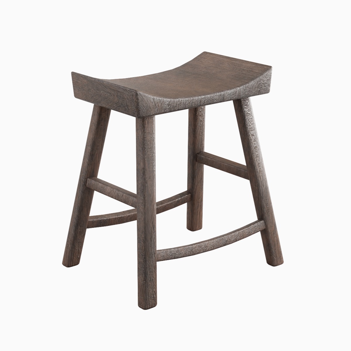 Old Wooden Chair 01  Low-poly 3D model_2