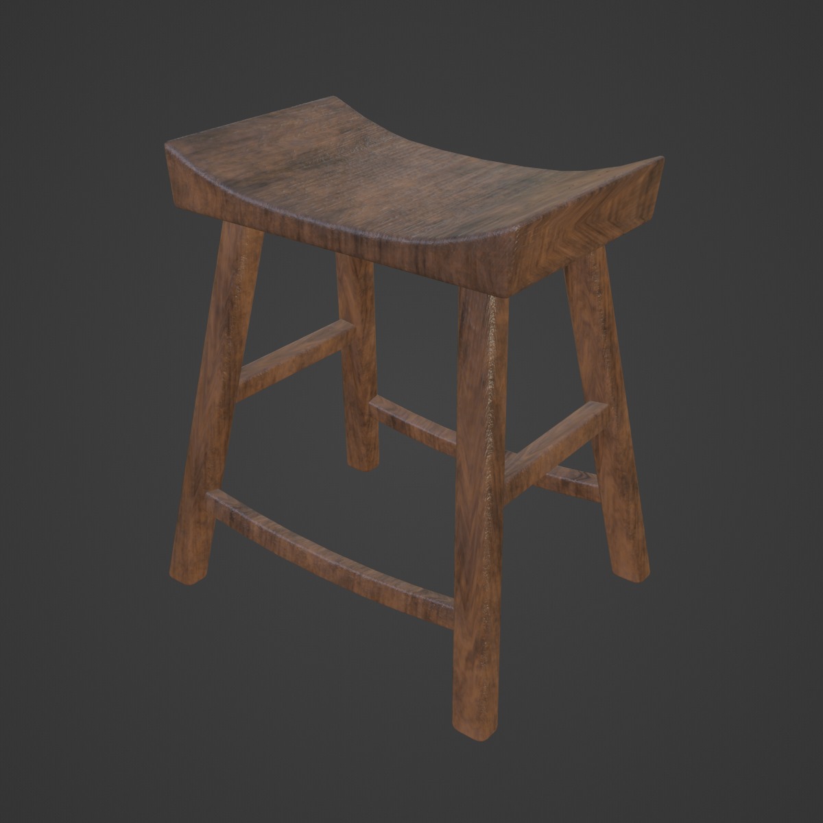 Old Wooden Chair 01  Low-poly 3D model_6