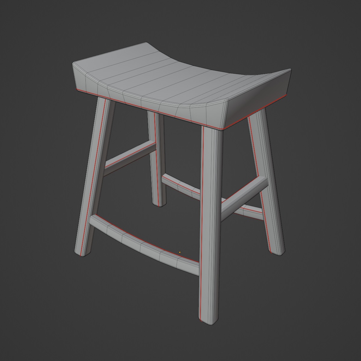 Old Wooden Chair 01  Low-poly 3D model_9