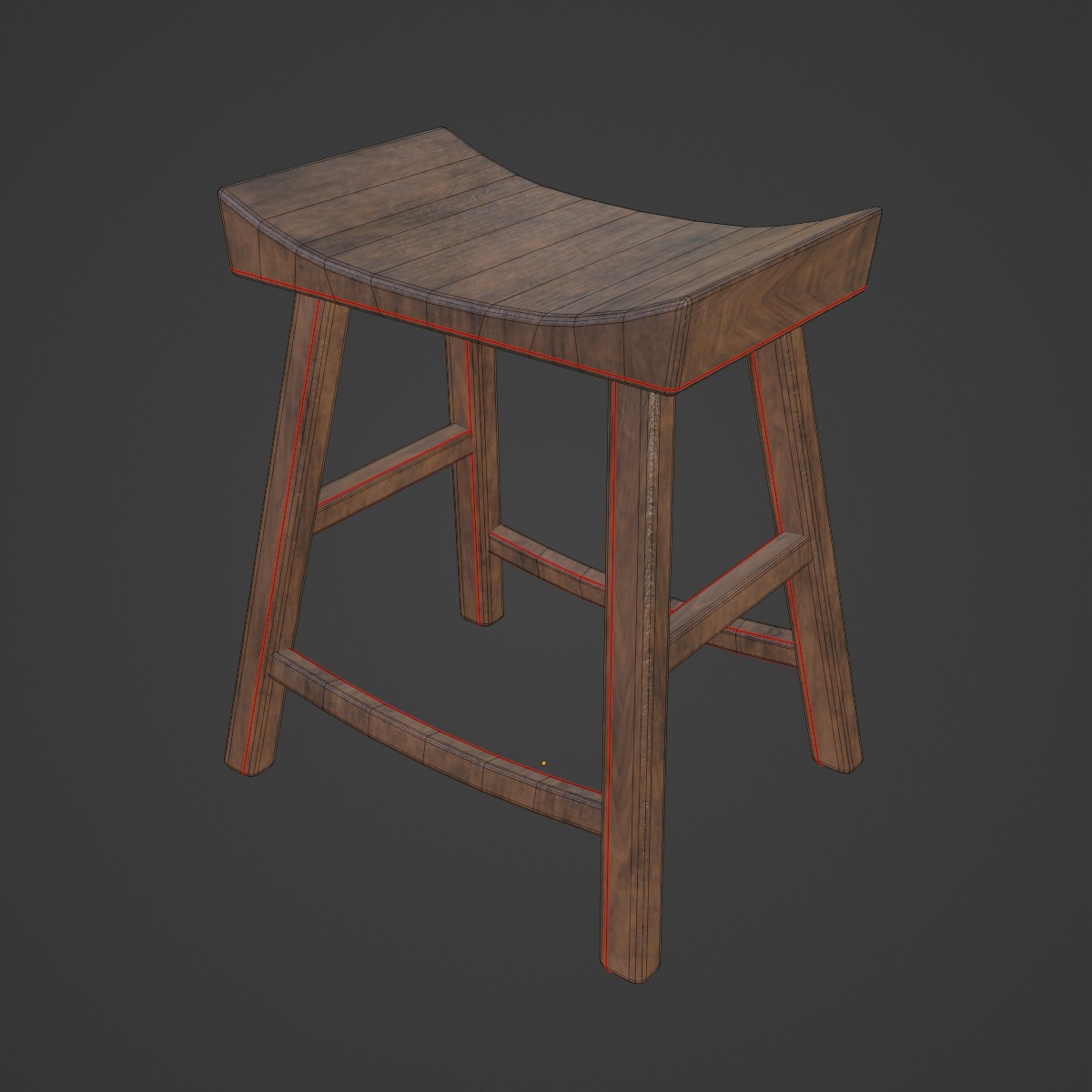 Old Wooden Chair 01  Low-poly 3D model_7