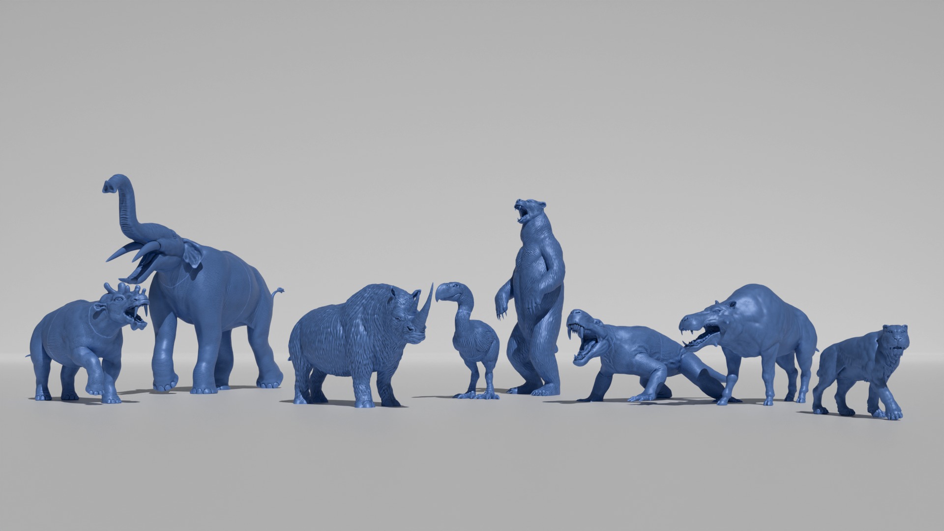 Prehistoric Animals Super Bundle x8 3D printable detailed 3D Model Collection_1