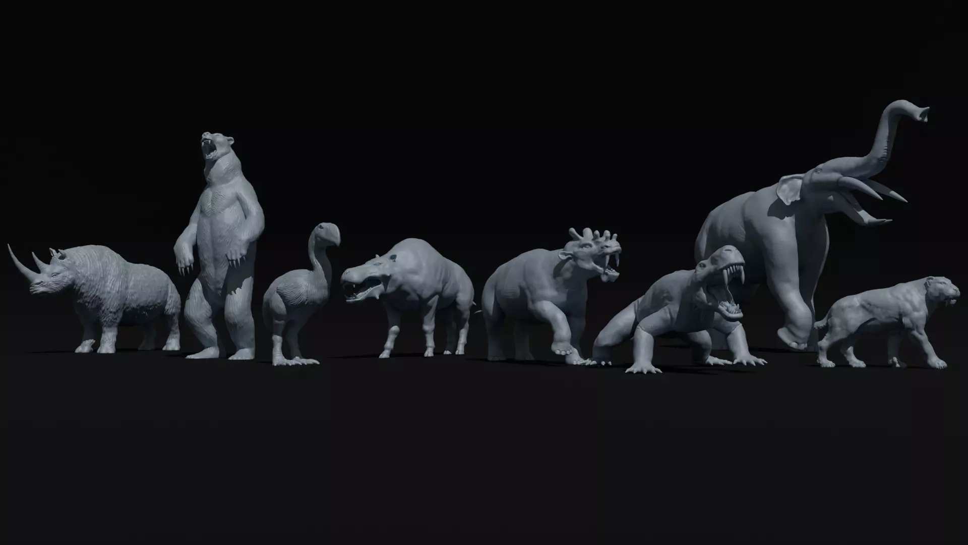 Prehistoric Animals Super Bundle x8 3D printable detailed 3D Model Collection_0