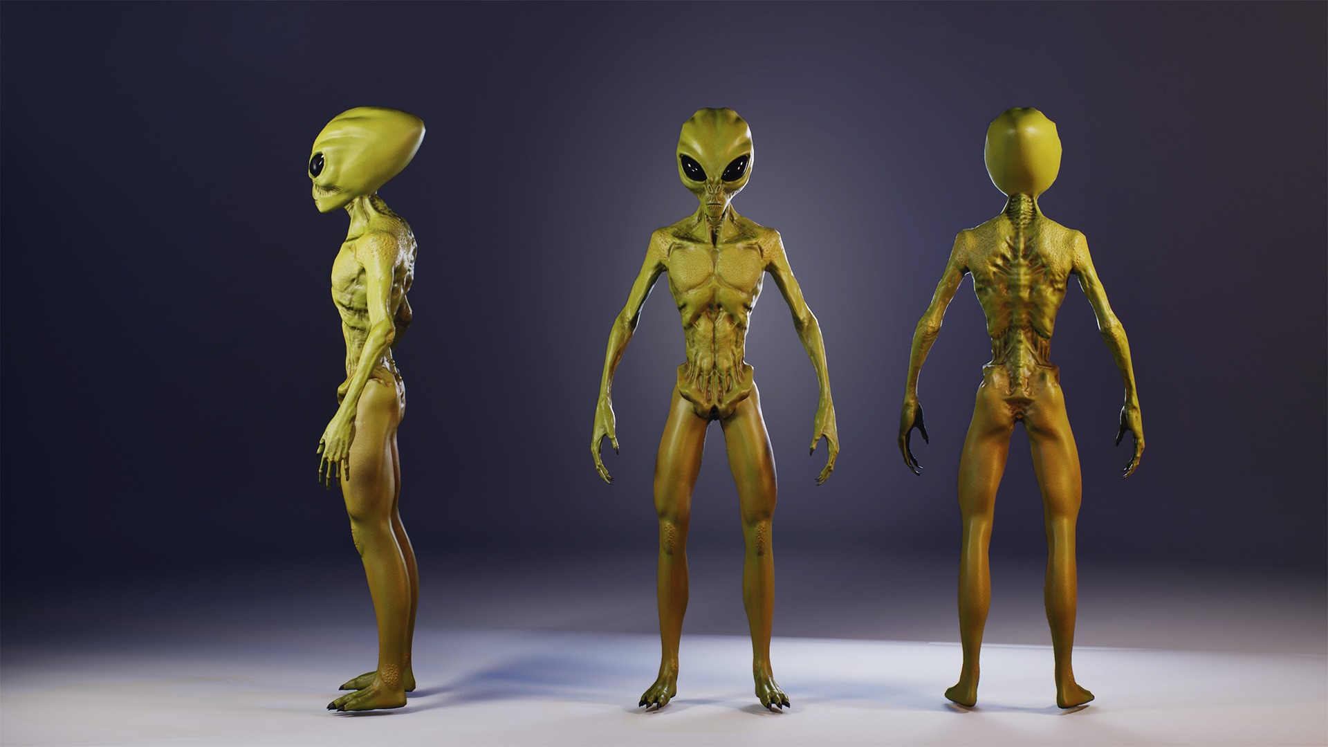 Alien monster Low-poly 3D model_4