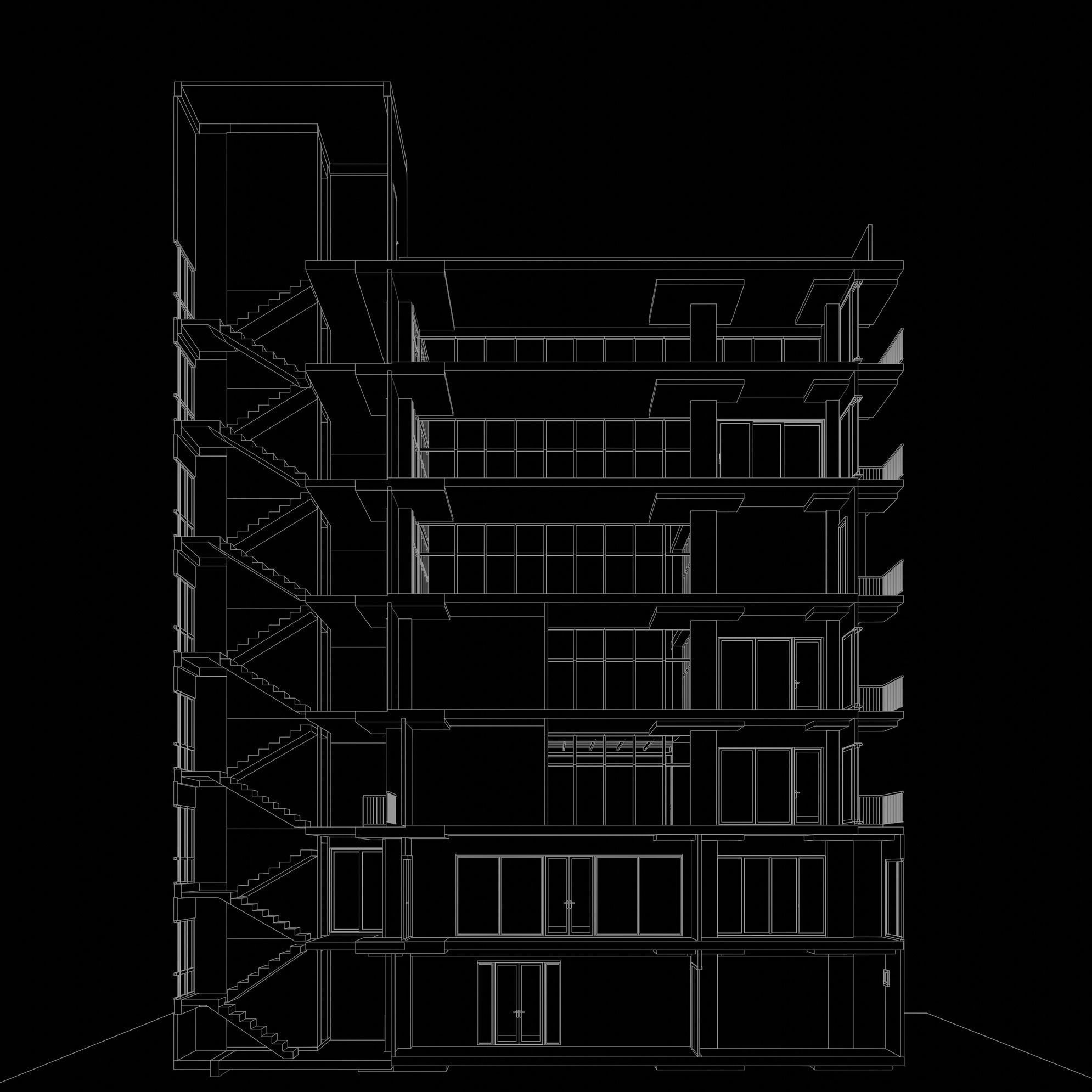 Office building in section cut 24ZZ40 3D model_5